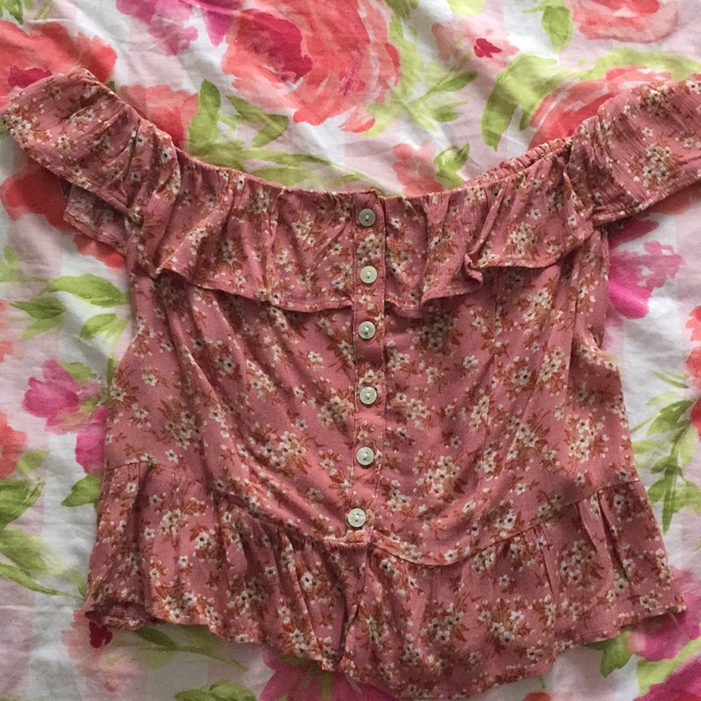 American Eagle Crop Top off the shoulder blouse